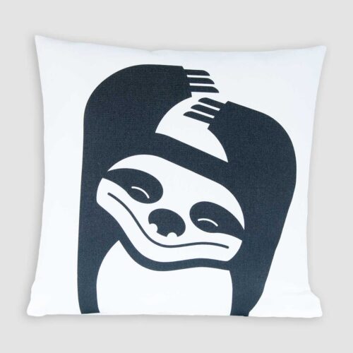 Kussenhoes kinderkamer zwart-wit print luiaard Pie Slothy zwart wit print 40x40 cm
